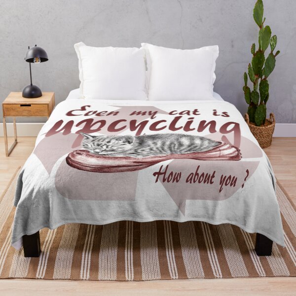 Item preview, Sleeping kitten in old shoe - graphite version, Upcycling text in English colorized brown-red designed and sold by SylvieG18.