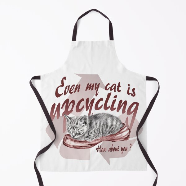 Item preview, Sleeping kitten in old shoe - graphite version, Upcycling text in English colorized brown-red designed and sold by SylvieG18.