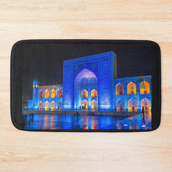 Item preview, Uzbekistan. Samarkand. Registan. Madrasah in Blue Light. Night. Raining. designed and sold by vadim19.