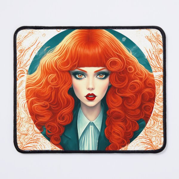 Item preview, Fashionable girl with long curly orange hair designed and sold by ElliOzy.