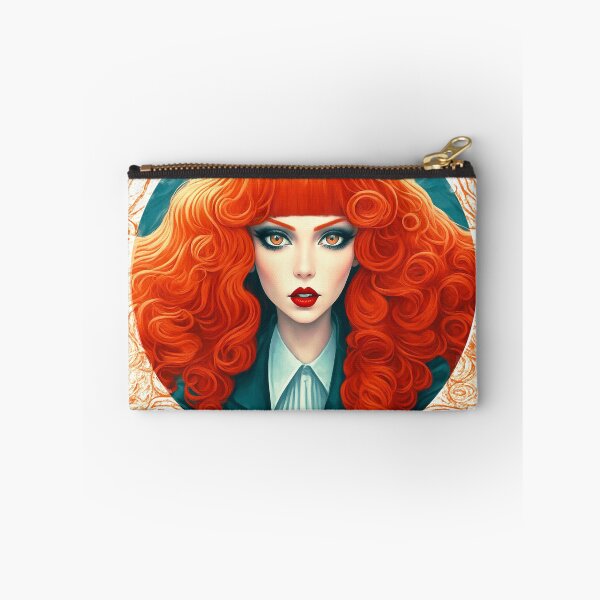 Item preview, Fashionable girl with long curly orange hair designed and sold by ElliOzy.