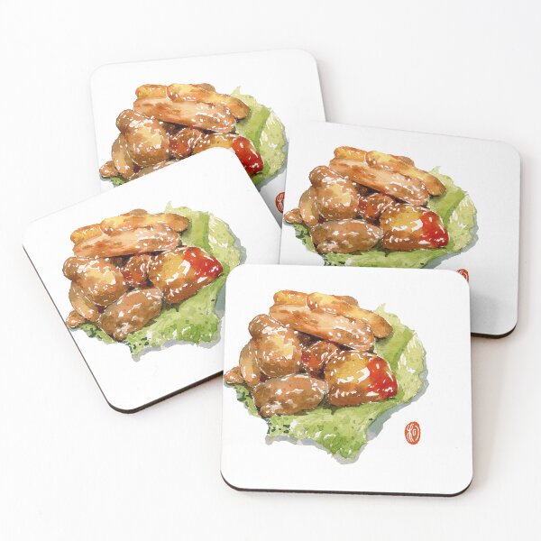 Item preview, Watercolor illustration Korean fried chicken designed and sold by zwke-art.