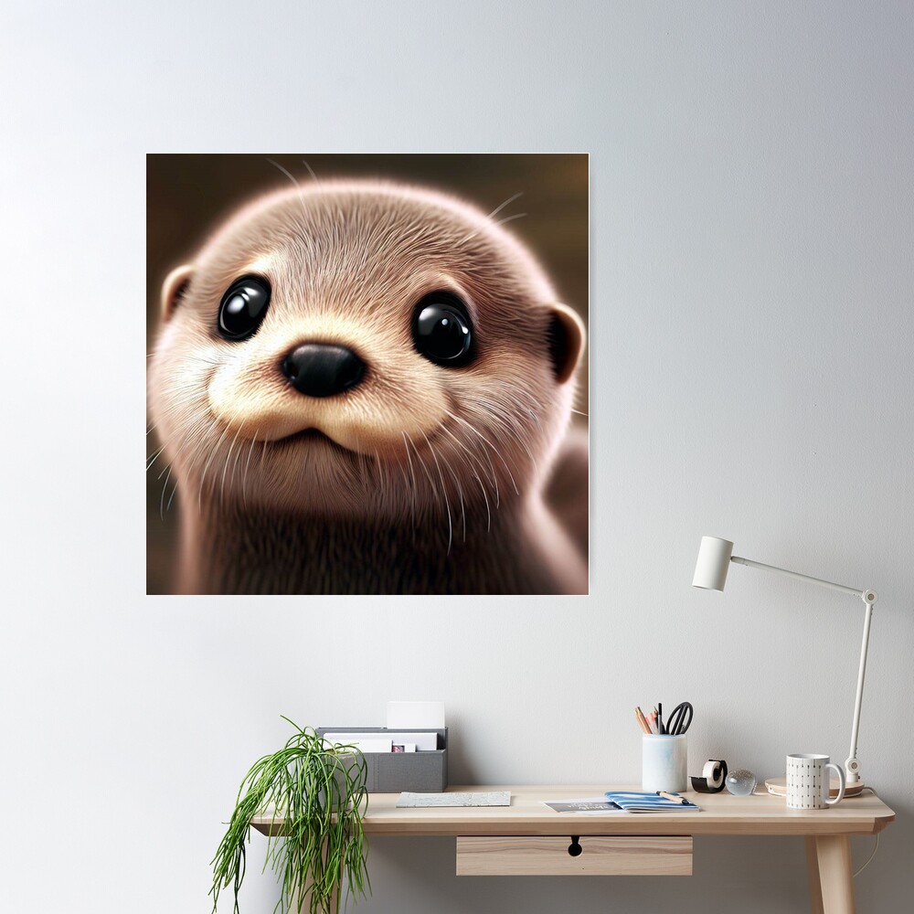 Tote bag avec l'œuvre « Loutre de bébé mignon » de l'artiste animalfaces