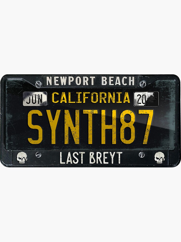 Thumbnail 3 of 3, Sticker, 80s Synth87 Retrofuture California Newport Beach Plate  designed and sold by lastbreyt1987.