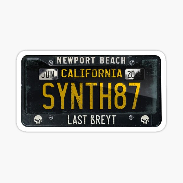 80s Synth87 Retrofuture California Newport Beach Plate Sticker