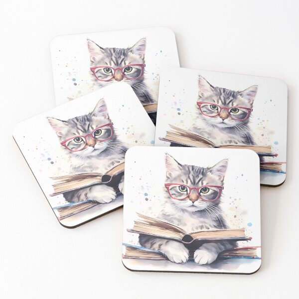 Item preview, studious cat designed and sold by Banna Baber.