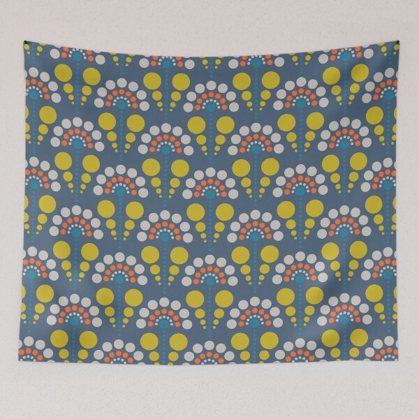 Item preview, KF 0023 D - Retro Vintage Flowers Minimalist 70s Modern Geometric Floral Pattern designed and sold by KhakiFinch.