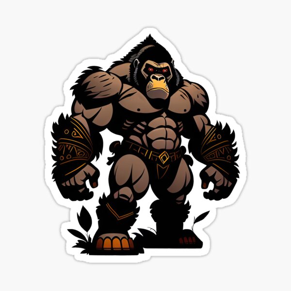 Angry muscular gorilla barbarian warrior Sticker
