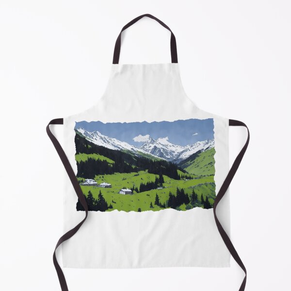 Item preview, Small village & snowcapped mountains painting designed and sold by Dr-Kane.