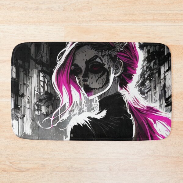 Item preview, Shades of Mystery: Captivating Black and White Anime Girl Renderings Goth Gothic Fashion Dark Pink Hair Horror designed and sold by shypixels.