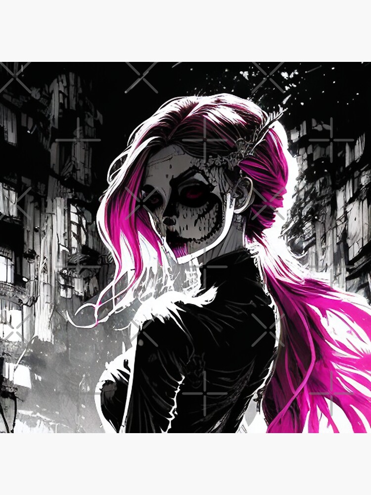 Creepy Dark Anime Girl with Skulls | Sticker