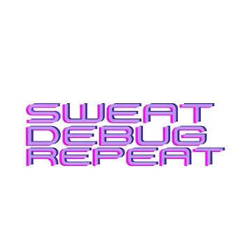 Artwork thumbnail, Sweat, Debug, Repeat (purple) Sticker by CreativeCodeLLC