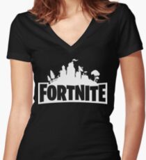 Fortnite Logo Women's Fitted V-Neck T-Shirt