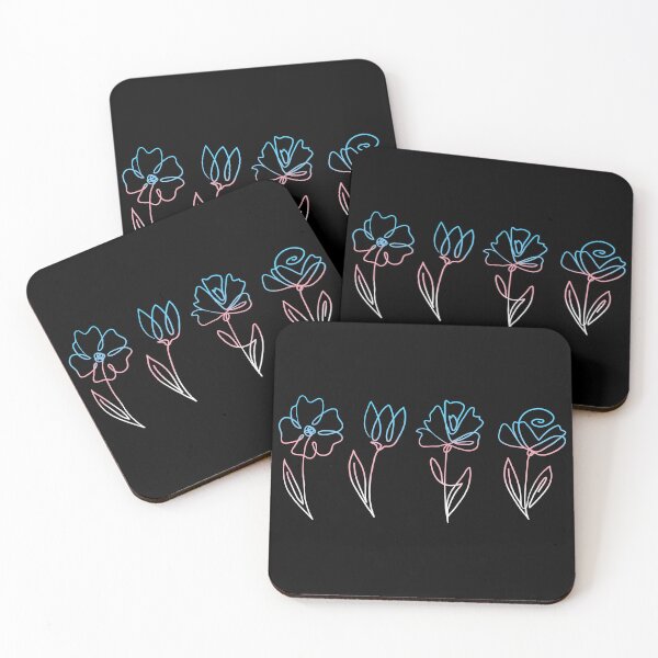 Item preview, Subtle Trans Pride Flowers Transgender Flag Line Art Drawing designed and sold by ontrendshirts.