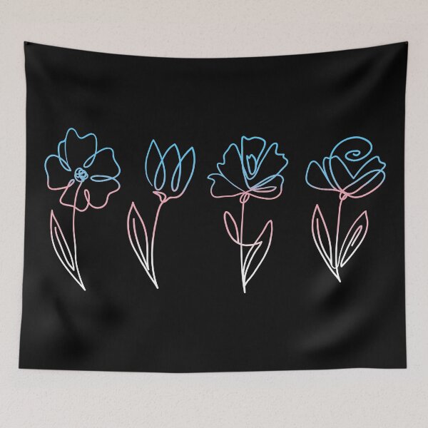 Item preview, Subtle Trans Pride Flowers Transgender Flag Line Art Drawing designed and sold by ontrendshirts.
