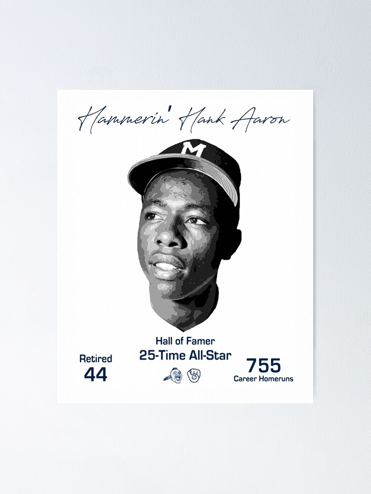 Hank Aaron Milwaukee Braves Poster Canvas Print Framed 