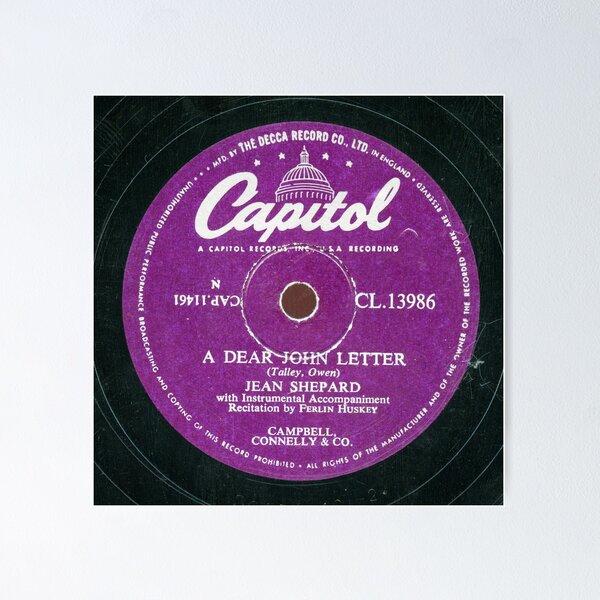 Jean Shepard - A Dear John Letter Record Poster