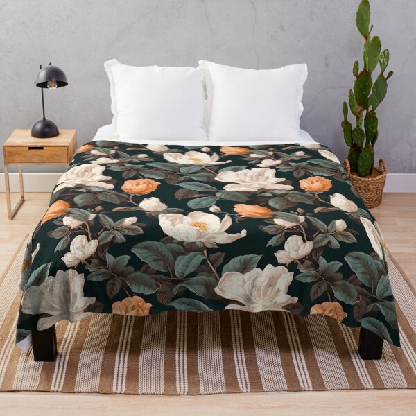 White flowers pattern #2 Throw Blanket
