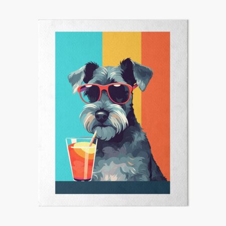 Vista previa del artículo con la obra «Schnauzer miniatura con gafas de sol - Cool cocktail dog», diseñado y vendido por Straya75.