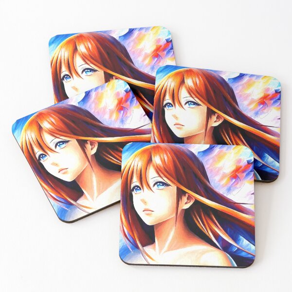 Item preview, Red-headed Anime Woman Portrait designed and sold by Jill Nightingale.