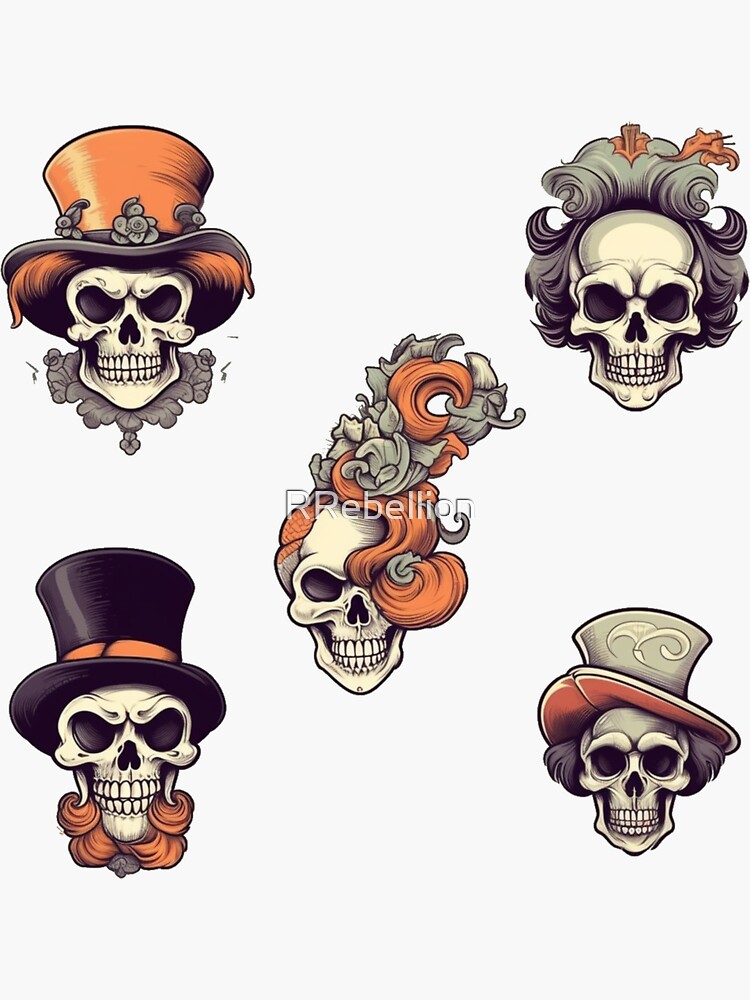 "Art deco Skull collection" Sticker for Sale by RRebellion Redbubble