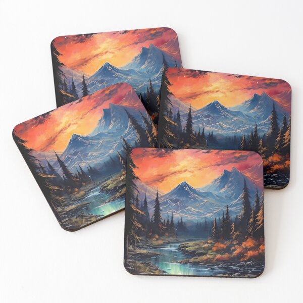 Item preview, Mountains With The Moon As A Backdrop. Red & Amber designed and sold by GiveMeMood.