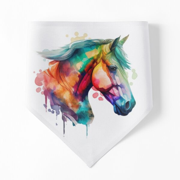  Watercolor Horses Horseshoe Print Casual Crew Socks