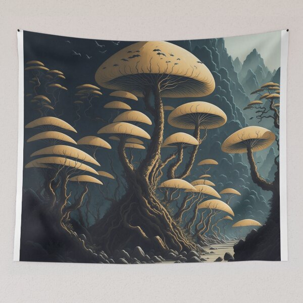 Item preview, Mushrooms forest Chinese painting style image 2 designed and sold by Ersha-Design.