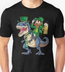 Leprechaun Riding Dinosaur T shirt T rex St Patricks Day Tee Unisex T-Shirt