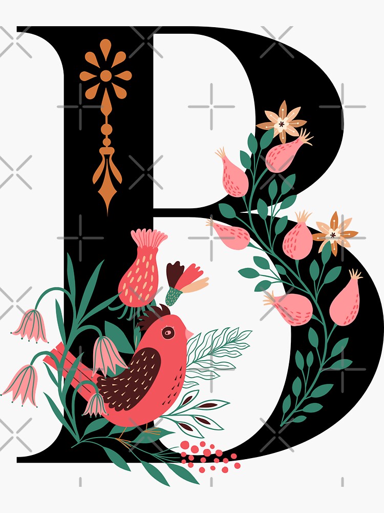 "Monogram B, Letter B, Initial B, Alphabet Design Illustration, Floral ...