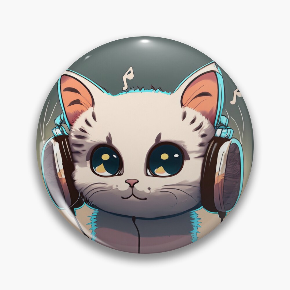 Kitten with headphones Pin by Juana S