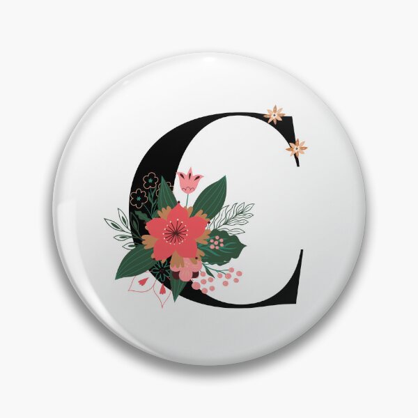 Artikelvorschau, Monogramm C, Buchstabe C, Initiale C, Alphabet-Design-Illustration, Floraler C-Aufkleber, Buntes Monogramm, Botanischer Monogramm-C-Aufkleber entworfen und verkauft von Work life.