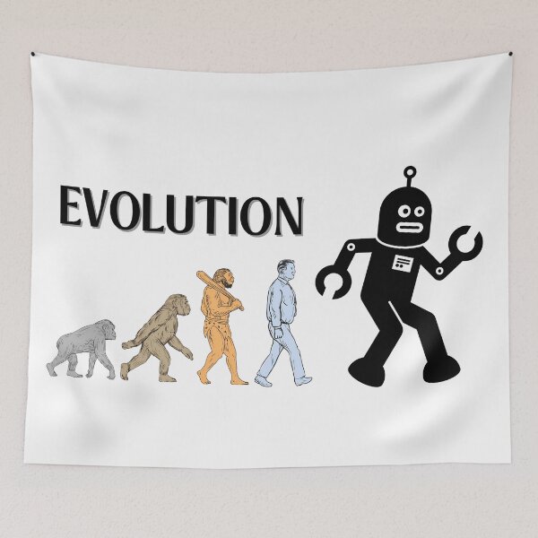 Item preview, Funny Graphic, Evolution of Man Featuring A Robot designed and sold by MTJ-Mushrooms.