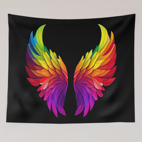 Item preview, Rainbow Angel Wings with black outline designed and sold by Artbyminga.