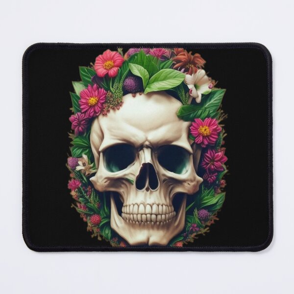 Item preview, A skull overrun by flowering plants designed and sold by limecaptures.