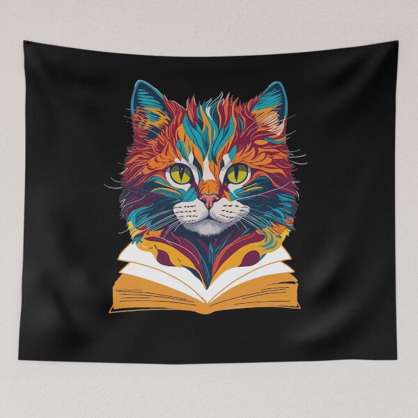 Item preview, colorful book cat designed and sold by MacLis.