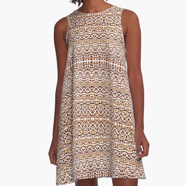 Camelbone Brown Stripe A-Line Dress