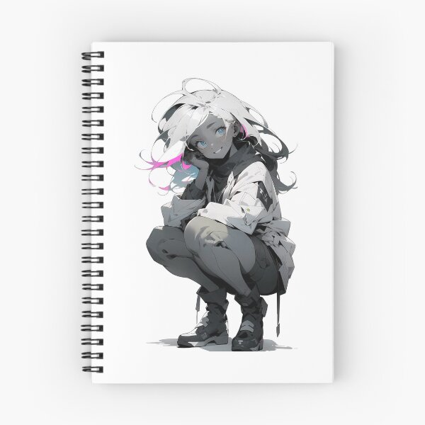 Item preview, Smiling Girl in Squatting Pose, Niji Style with White Hair designed and sold by Lordyami86.