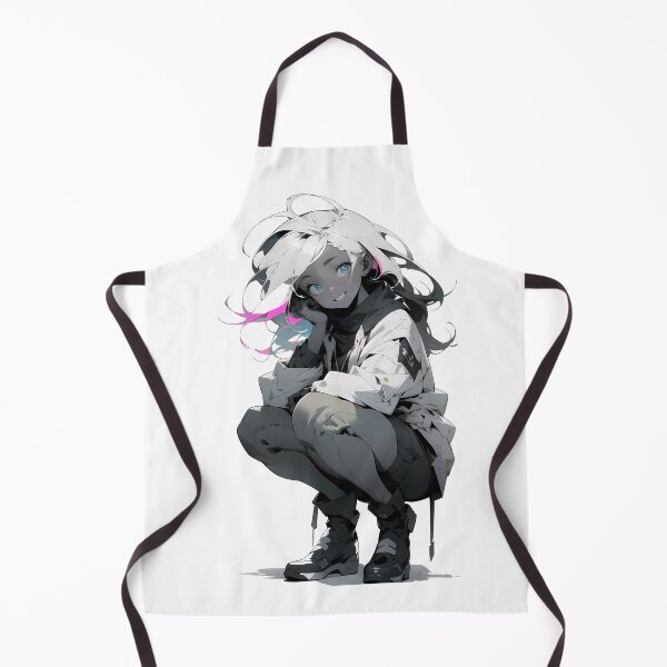 Item preview, Smiling Girl in Squatting Pose, Niji Style with White Hair designed and sold by Lordyami86.
