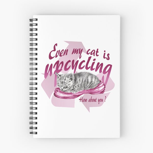 Item preview, Sleeping kitten in old shoe - graphite version, Upcycling text in pink colorized English designed and sold by SylvieG18.
