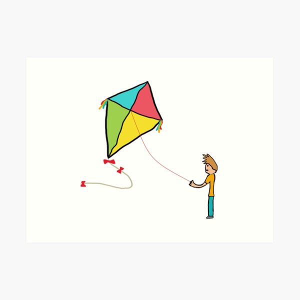 Vector cartoon stick figure drawing conceptual illustration of boy flying  kite and flying away in strong wind. Father is running to save him. Stock  Vector | Adobe Stock