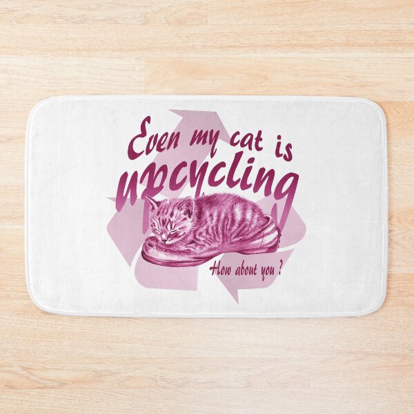 Item preview, Sleeping kitten in old shoe - pink color version, Upcycling text in English. designed and sold by SylvieG18.