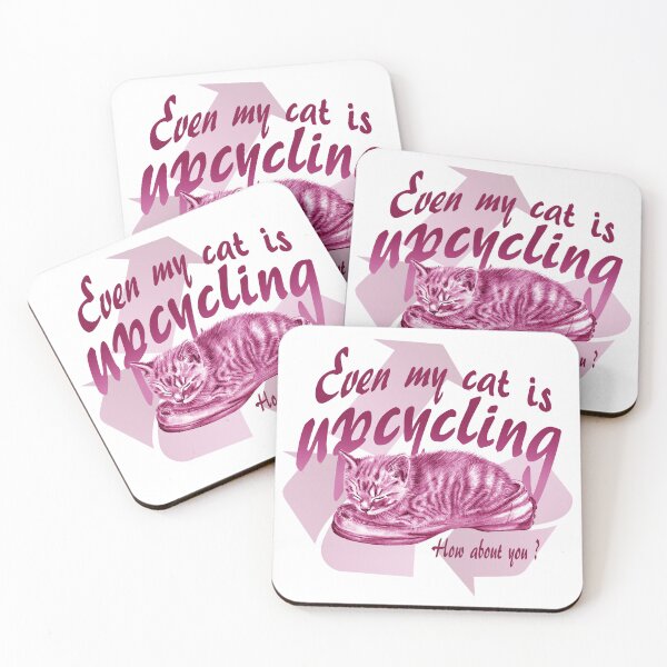 Item preview, Sleeping kitten in old shoe - pink color version, Upcycling text in English. designed and sold by SylvieG18.