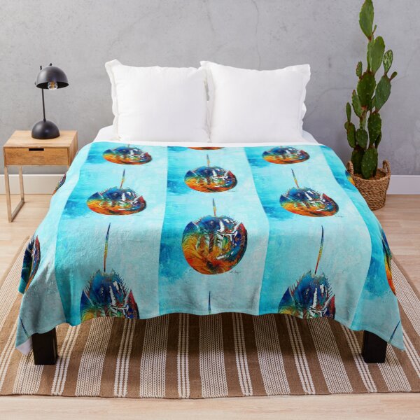 Item preview, Colorful Beachy Horseshoe Crab Art on Beach Blue designed and sold by Sharon Cummings Art.