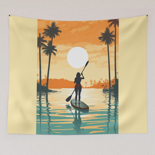 Item preview, Ilustración de paddleboard de mujer designed and sold by blackdogshop.