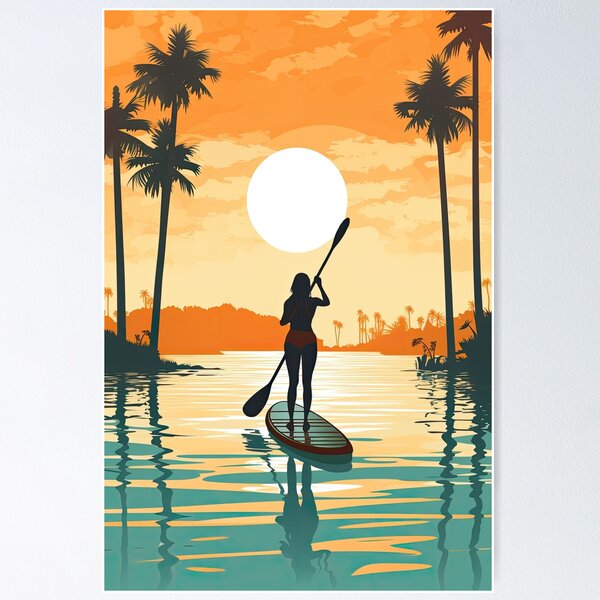 Item preview, Woman Paddleboard Illustration designed and sold by blackdogshop.