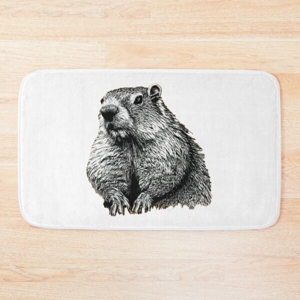 Item preview, Thoughtful marmot in black and white designed and sold by GroundhogMs.
