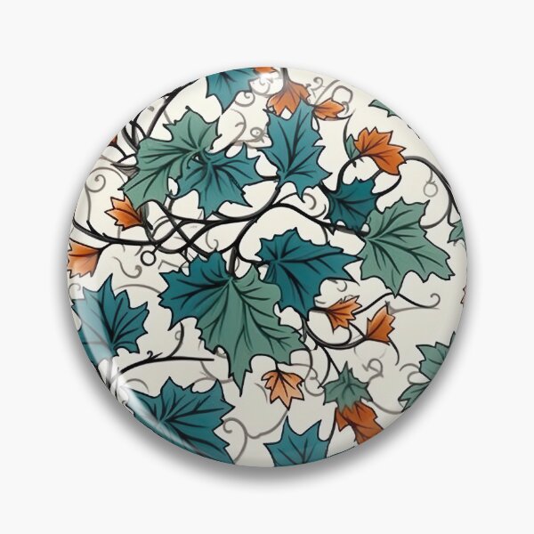 Item preview, Verdant Elegance: Ivy Pattern with Green and Red Leaves on a White Canvas Floral Pattern designed and sold by EVA4designs.