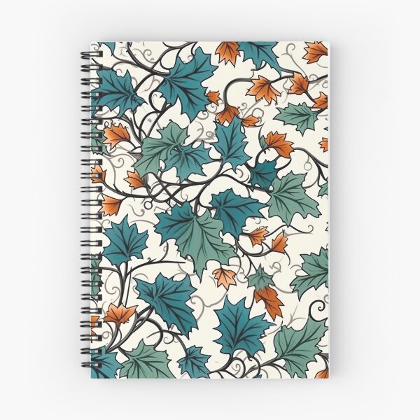 Item preview, Verdant Elegance: Ivy Pattern with Green and Red Leaves on a White Canvas Floral Pattern designed and sold by EVA4designs.