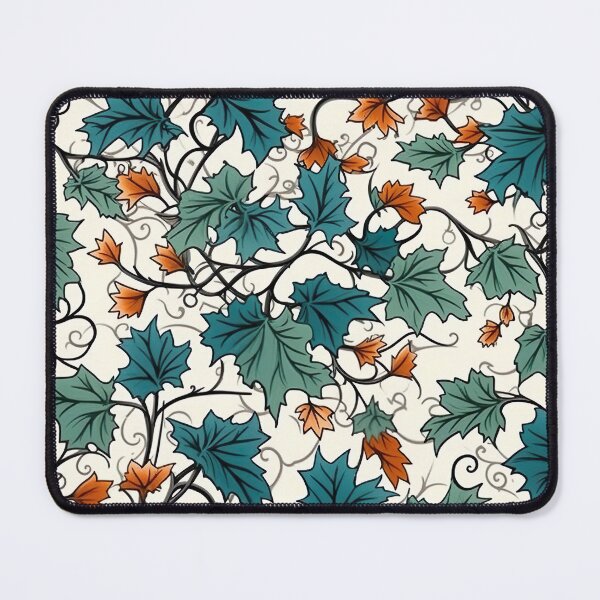 Item preview, Verdant Elegance: Ivy Pattern with Green and Red Leaves on a White Canvas Floral Pattern designed and sold by EVA4designs.
